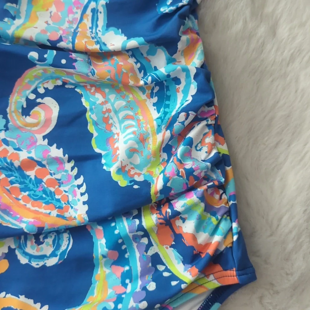 J McLAUGHLIN Blue Watercolor Paisley Koa One-Piece - NWT - Picture 4 of 8